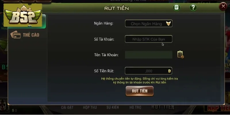 Có thể rút tiền thông qua tài khoản ngân hàng Có thể rút tiền thông qua tài khoản ngân hàng